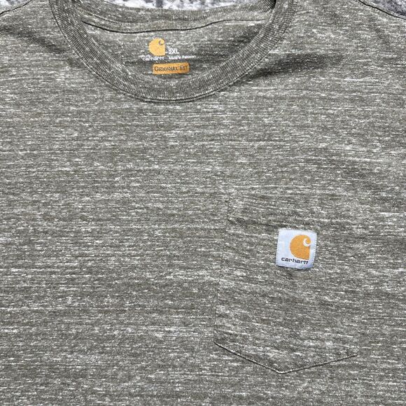 Carhartt Original Fit Classic Logo Pocket T Shirt Mens 2XL XXL Olive Green - Picture 2 of 10
